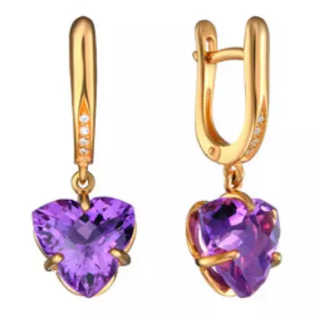 Серебряные серьги с аметистами и фианитами