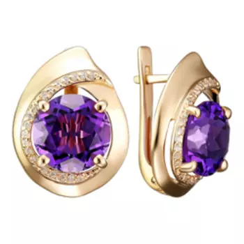 Серебряные серьги с аметистами и фианитами