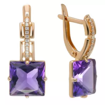 Серебряные серьги с аметистами и фианитами