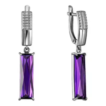 Серебряные серьги с аметистами и фианитами