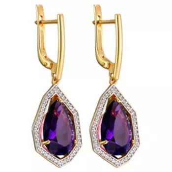 Серебряные серьги с аметистами и фианитами