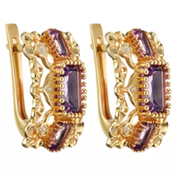 Серебряные серьги с аметистами и фианитами