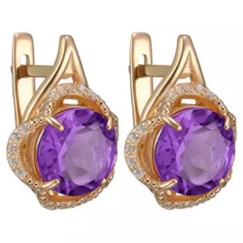 Серебряные серьги с аметистами и фианитами