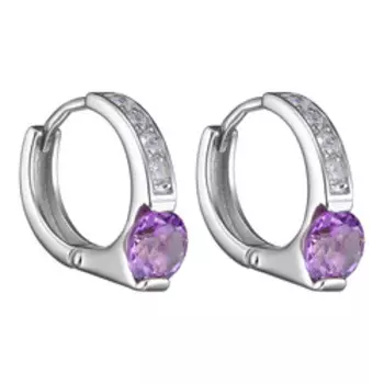 Серебряные серьги с аметистами и фианитами