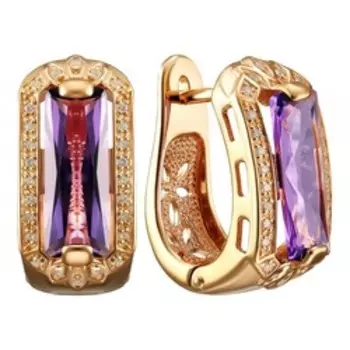 Серебряные серьги с аметистами и фианитами