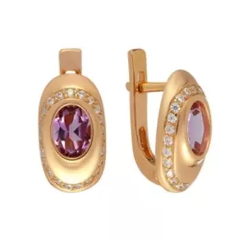 Серебряные серьги с аметистами и фианитами