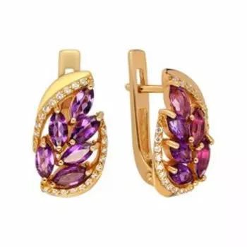 Серебряные серьги с аметистами и фианитами