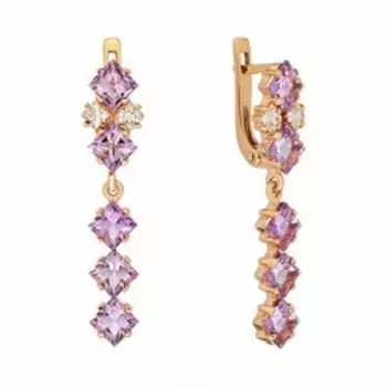 Серебряные серьги с аметистами и фианитами