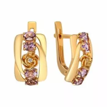 Серебряные серьги с аметистами и фианитами