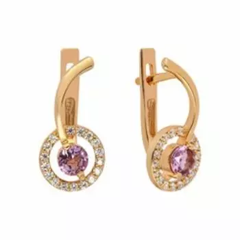 Серебряные серьги с аметистами и фианитами