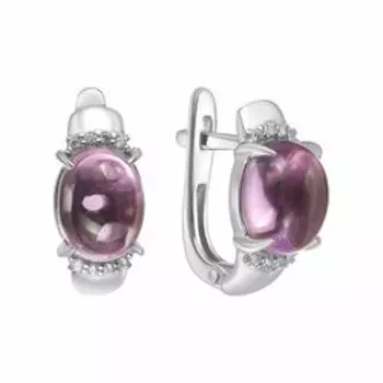 Серебряные серьги с аметистами и фианитами