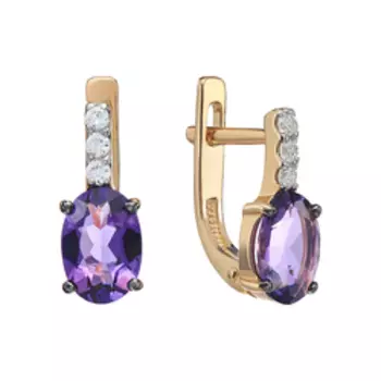 Серебряные серьги с аметистами и фианитами