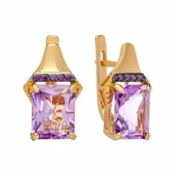 Серебряные серьги с аметистами и фианитами