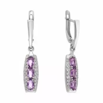 Серебряные серьги с аметистами и фианитами