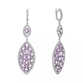 Серебряные серьги с аметистами и кубическим цирконием