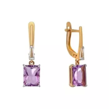Серебряные серьги с аметистами и кубическим цирконием