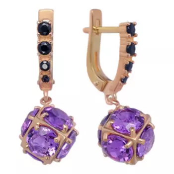 Серебряные серьги с аметистами и шпинелью