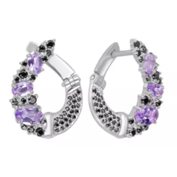 Серебряные серьги с аметистами и шпинелью