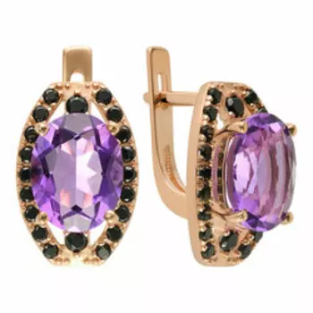 Серебряные серьги с аметистами и шпинелью