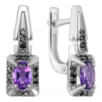 Серебряные серьги с аметистами и шпинелью