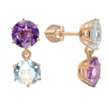 Серебряные серьги с аметистами и топазами