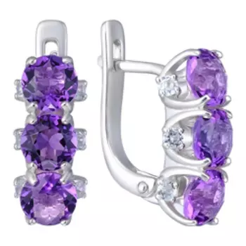 Серебряные серьги с аметистами и топазами