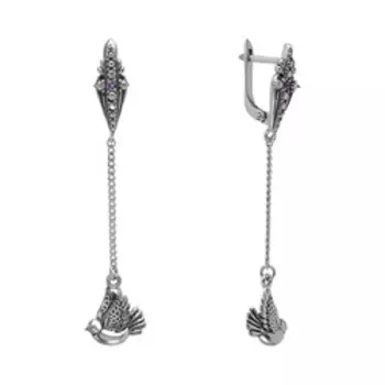 Серебряные серьги с аметистами "Птицы"