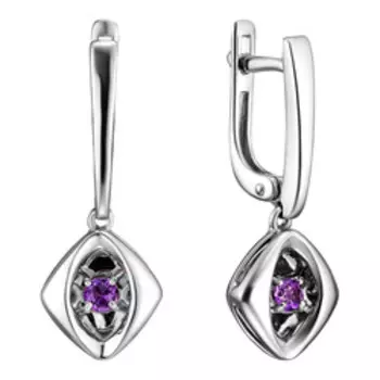 Серебряные серьги с аметистами "Танцующий камень"