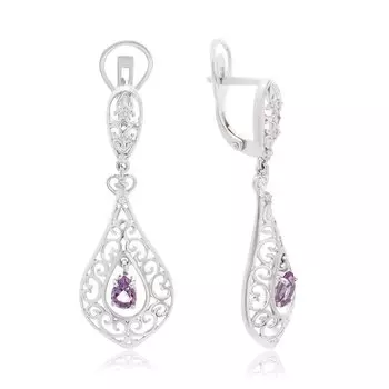 Серебряные серьги с аметистом