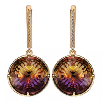 Серебряные серьги с аметринами и фианитами