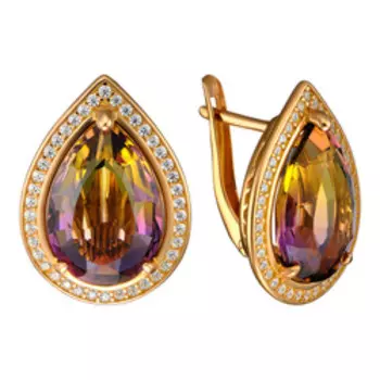 Серебряные серьги с аметринами и фианитами