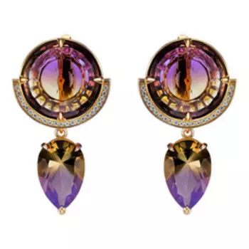 Серебряные серьги с аметринами и фианитами