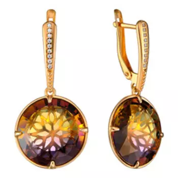 Серебряные серьги с аметринами и фианитами