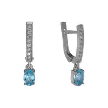 Серебряные серьги с апатитами и фианитами