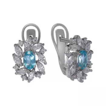 Серебряные серьги с апатитами и фианитами