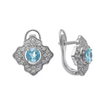 Серебряные серьги с апатитами и фианитами