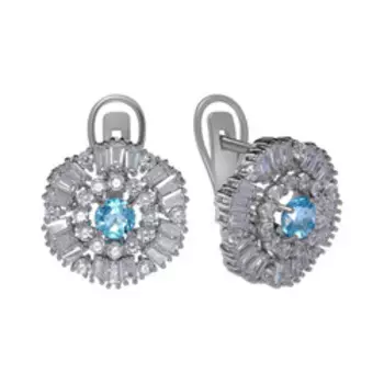 Серебряные серьги с апатитами и фианитами