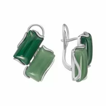 Серебряные серьги с авантюрином и малахитом