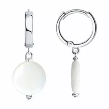 Серебряные серьги с белым перламутром