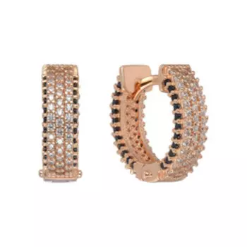 Серебряные серьги с бесцветными и черными фианитами