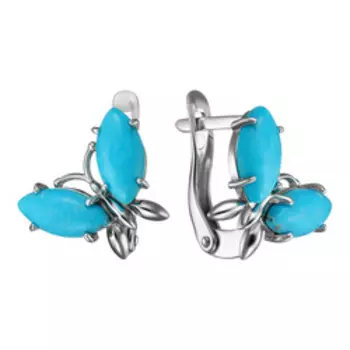 Серебряные серьги с бирюзой "Бабочки"