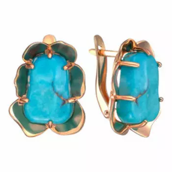 Серебряные серьги с бирюзой "Цветы"