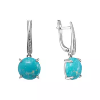 Серебряные серьги с бирюзой и фианитами