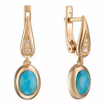 Серебряные серьги с бирюзой и фианитами