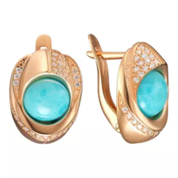 Серебряные серьги с бирюзой и фианитами