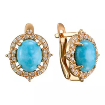 Серебряные серьги с бирюзой и фианитами