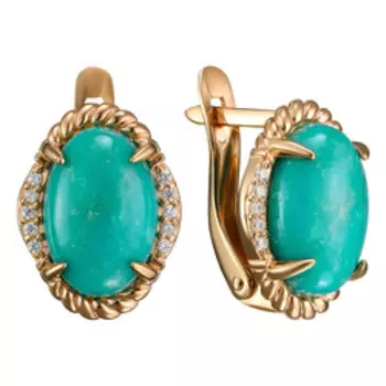 Серебряные серьги с бирюзой и фианитами