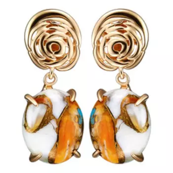 Серебряные серьги с бирюзой и корнелианом "Розы"