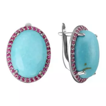 Серебряные серьги с бирюзой и корундами