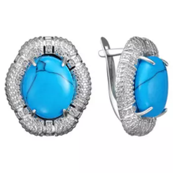 Серебряные серьги с бирюзой и кубическим цирконием